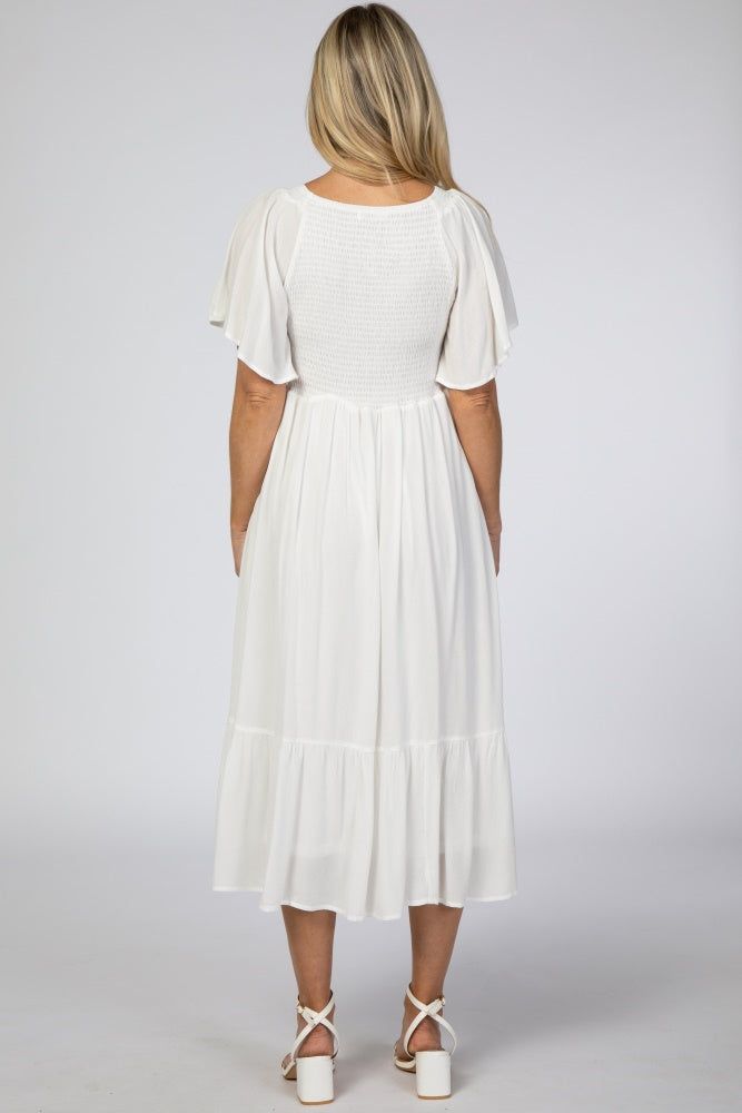 White Smocked Ruffle Maternity Dress sold by Pinkblush product image thumbnail 3