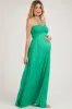 Green Smocked Halter Maternity Maxi Dress sold by Pinkblush