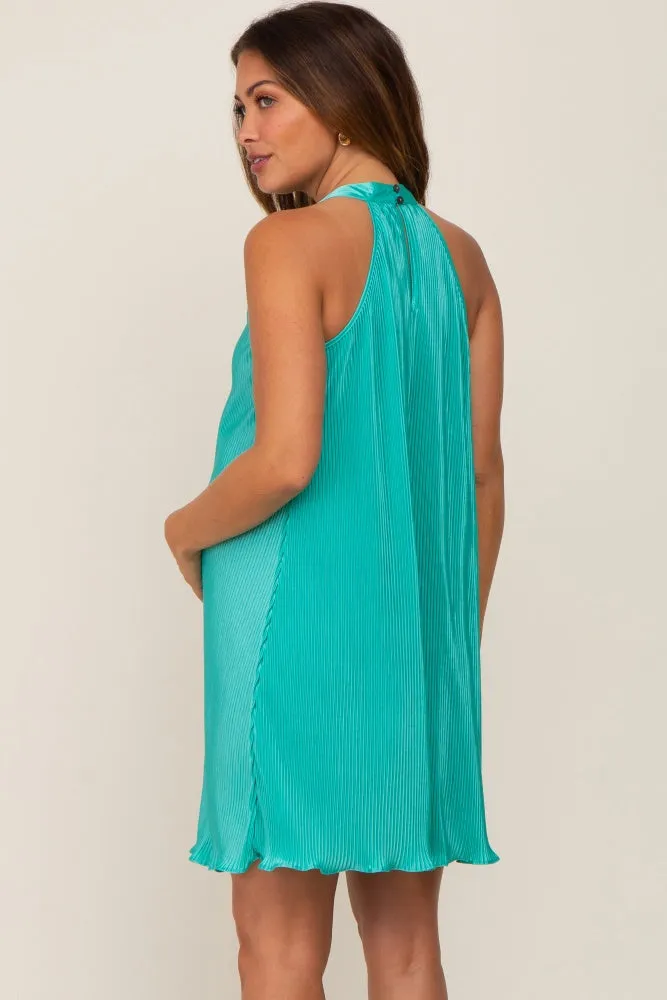 Jade Pleated Plisse Halter Maternity Dress sold by Pinkblush product image thumbnail 4