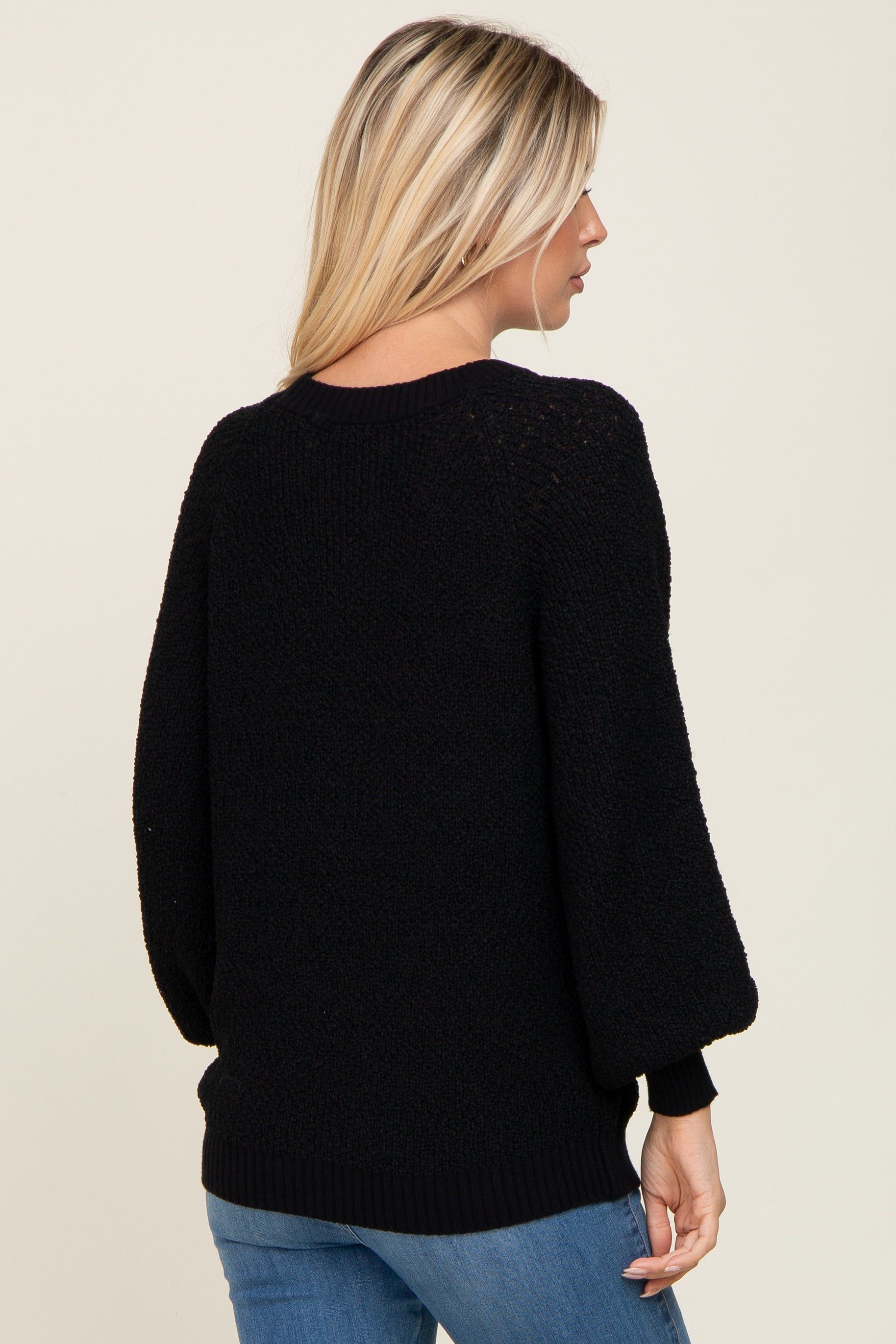 Black Popcorn Knit Raglan Sweater sold by Pinkblush product image thumbnail 3