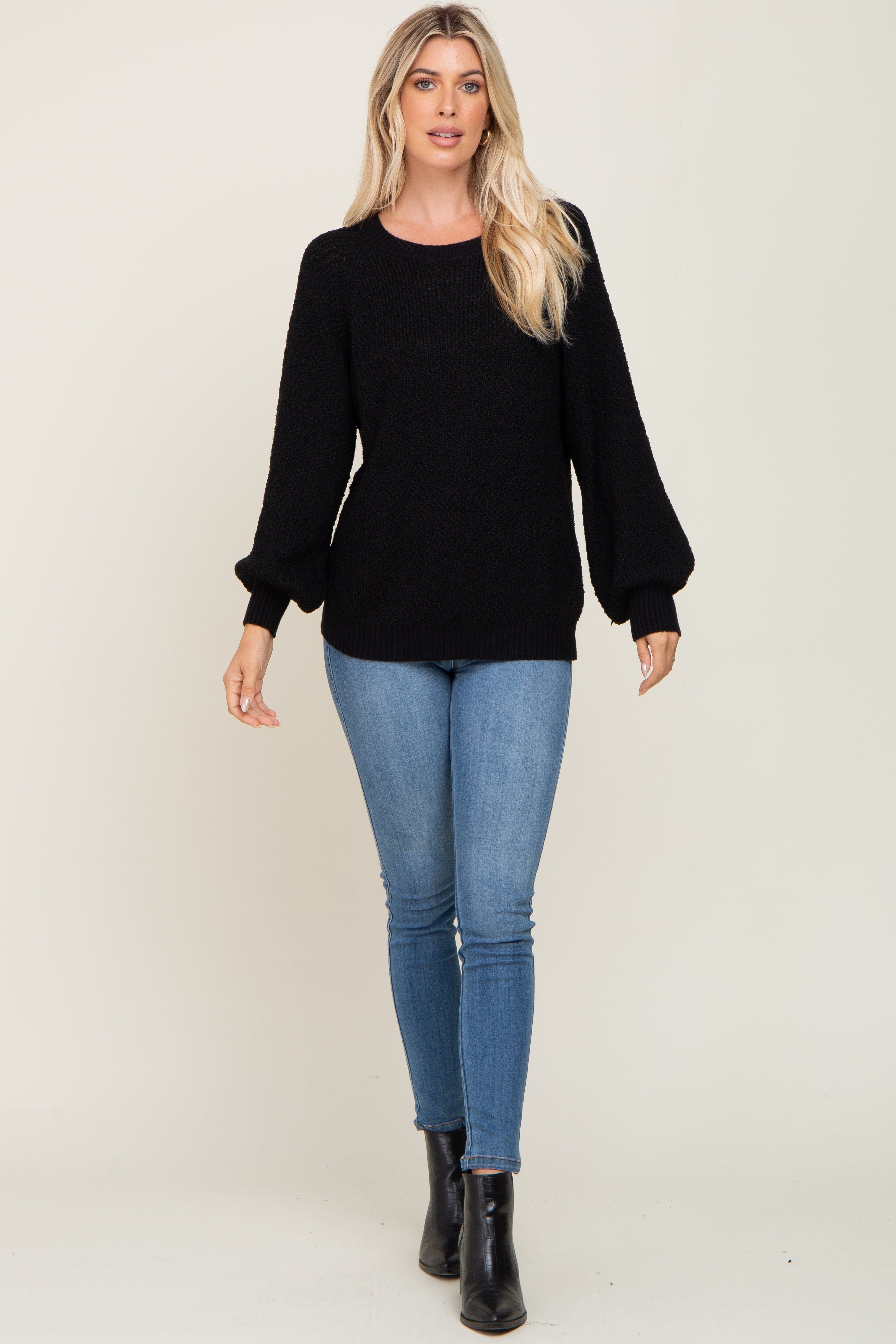 Black Popcorn Knit Raglan Sweater sold by Pinkblush product image thumbnail 4