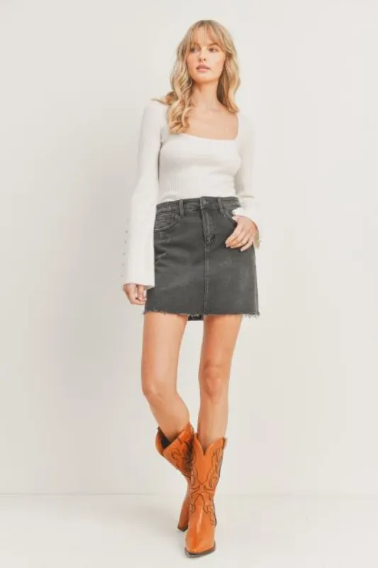 Washed Black Micro Mini Skirt sold by Pinkblush