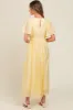 Yellow V-Neck Flutter Sleeve Maxi Dress sold by Pinkblush