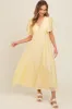 Yellow V-Neck Flutter Sleeve Maxi Dress sold by Pinkblush