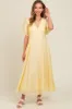 Yellow V-Neck Flutter Sleeve Maxi Dress sold by Pinkblush