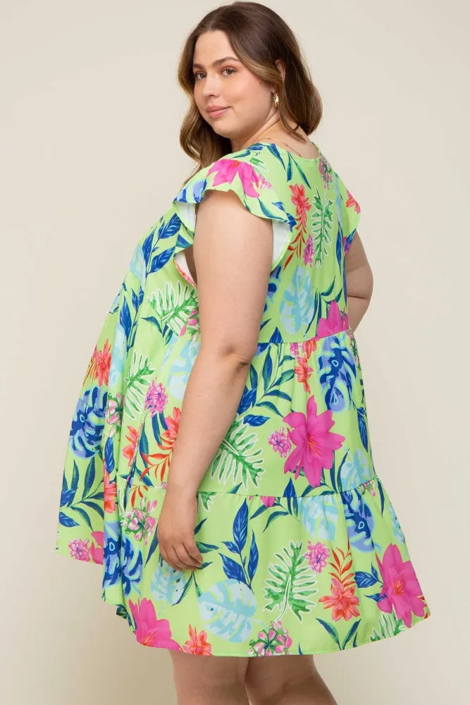 Mint Green Tropical Floral Print Maternity Plus Dress sold by Pinkblush product image thumbnail 3