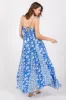 Royal Blue Floral Ruffle Shoulder Cut-Out Back Maxi Dress sold by Pinkblush