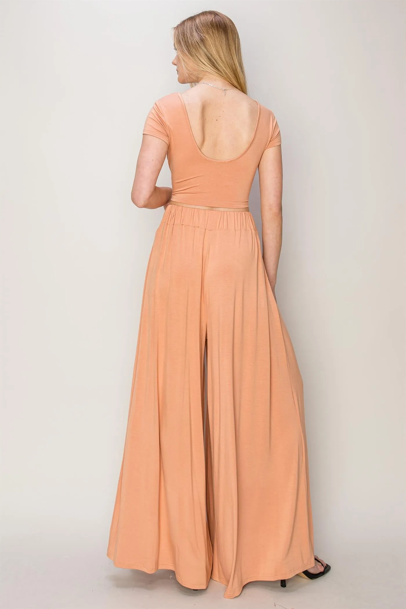 Orange Crop Top Wide Leg Pant Set sold by Pinkblush product image thumbnail 3