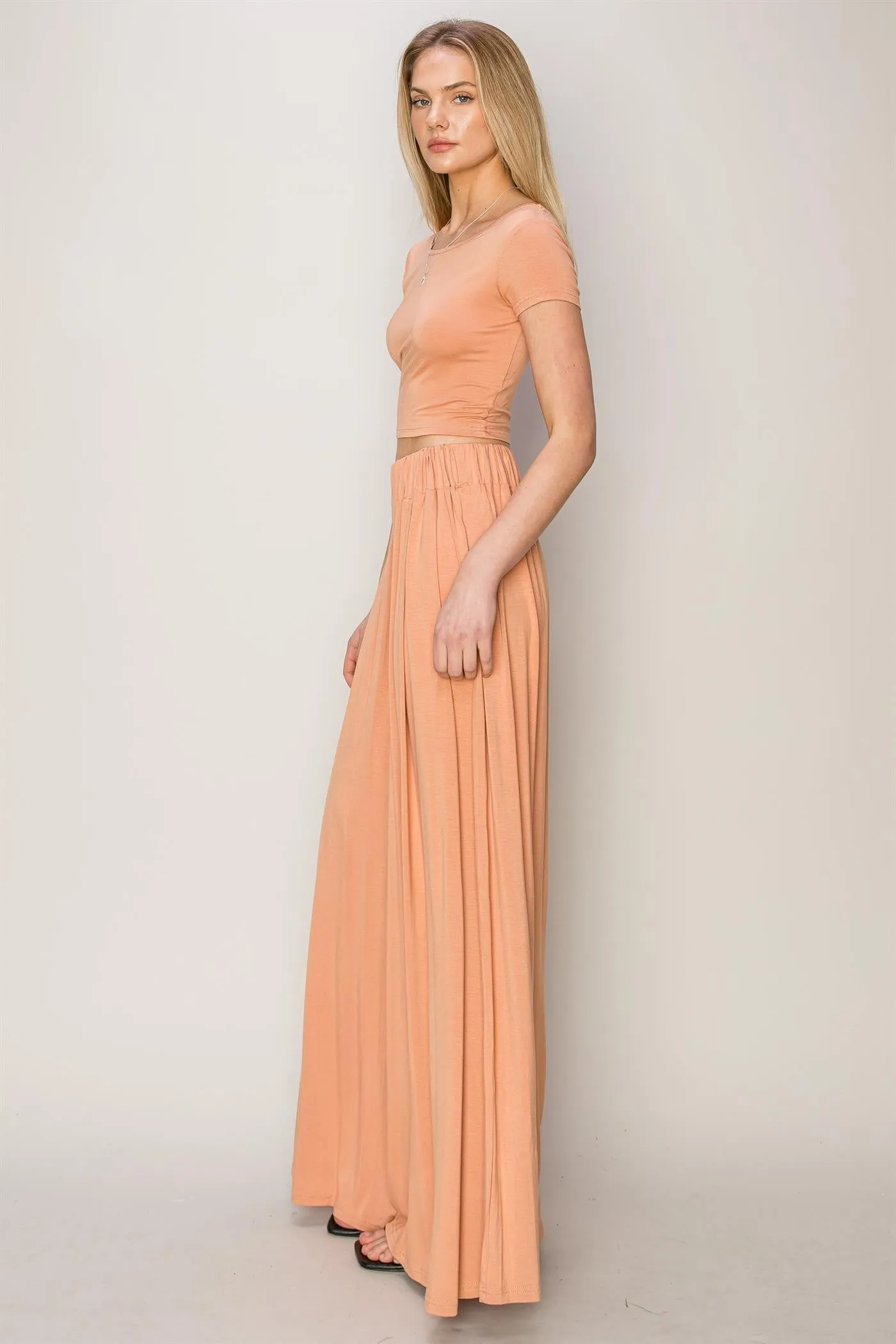 Orange Crop Top Wide Leg Pant Set sold by Pinkblush product image thumbnail 2