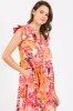 Coral Floral Flutter Sleeve Tiered Midi Dress sold by Pinkblush