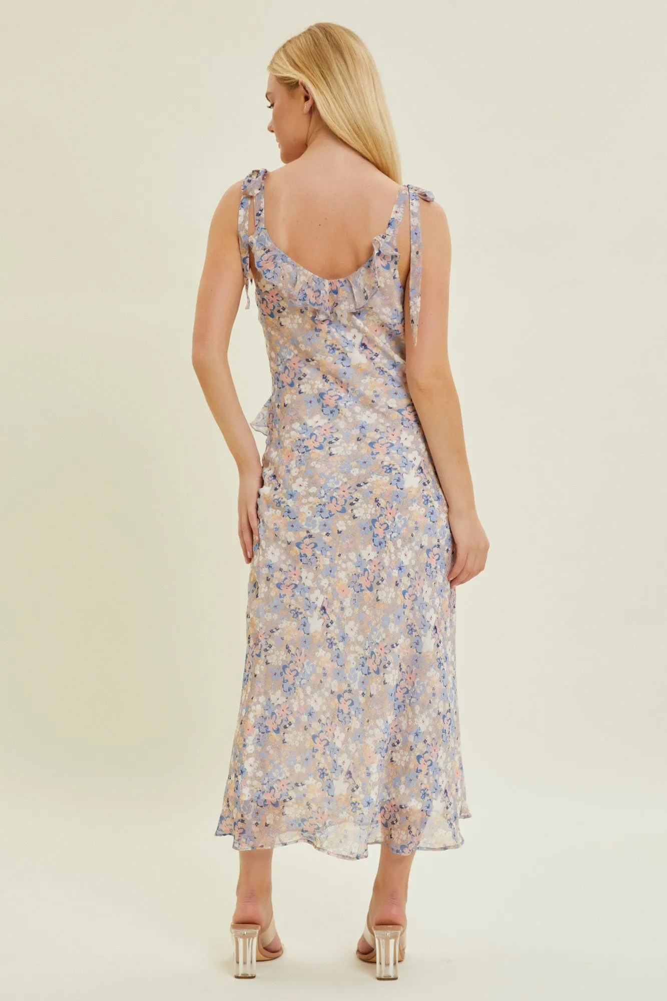 Taupe Multi Floral Chiffon Dress sold by Pinkblush product image thumbnail 3