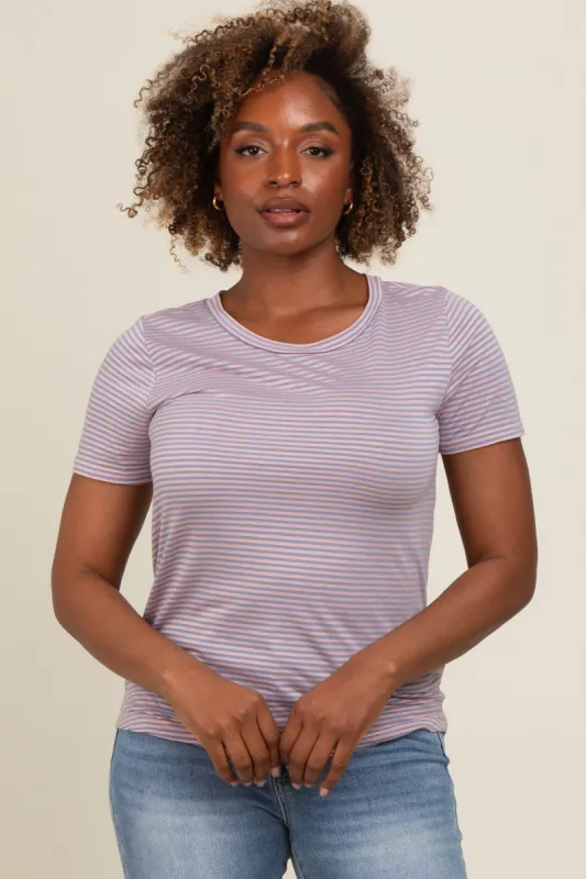 Pink Striped Short Sleeve Top sold by Pinkblush