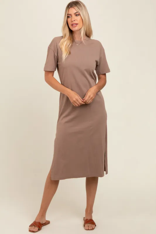 Taupe T-Shirt Midi Dress sold by Pinkblush