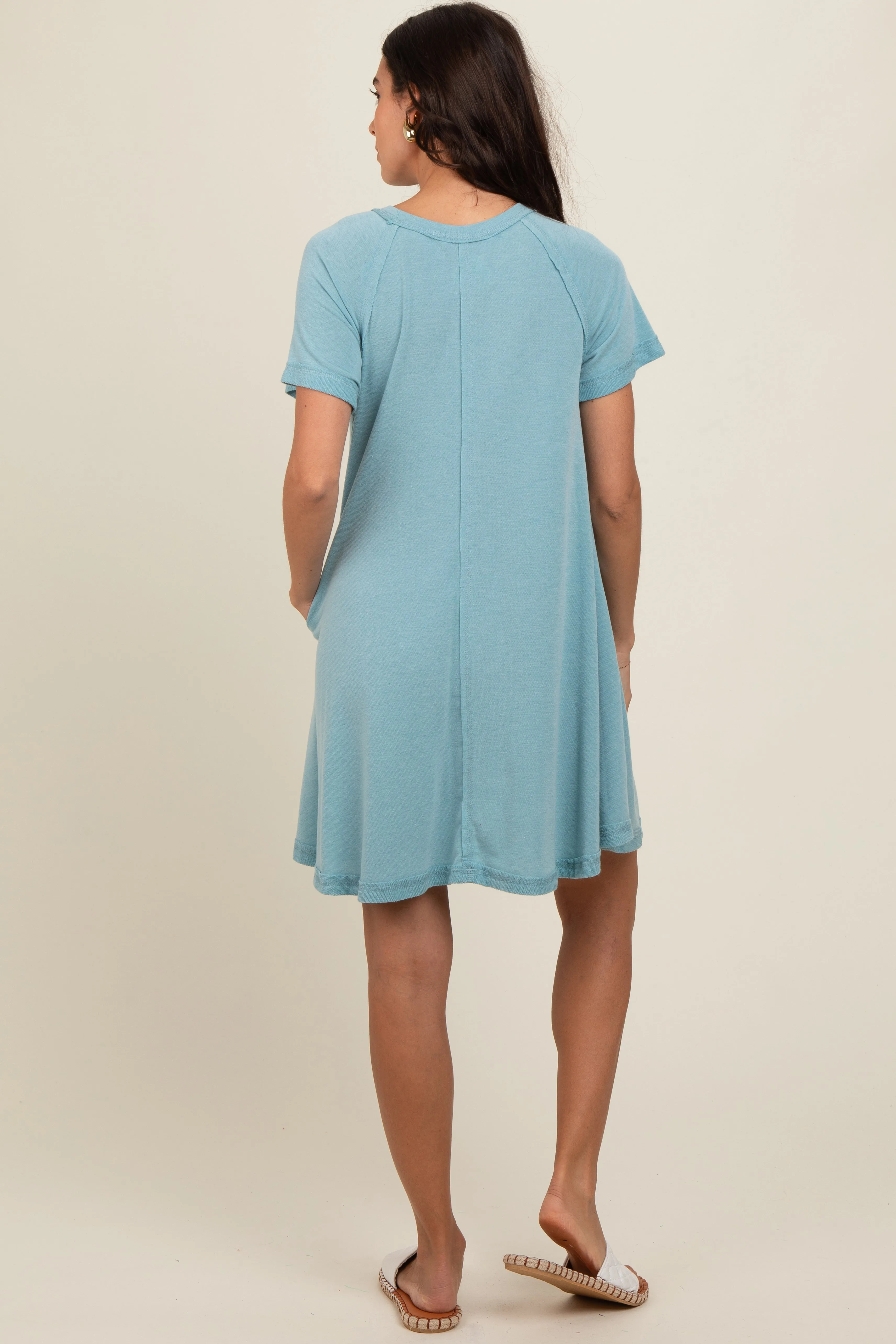 Light Blue Solid T-shirt Mini Dress sold by Pinkblush product image thumbnail 2