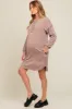 Mocha Ribbed Button Accent Maternity Dress sold by Pinkblush