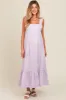 Lavender Pinafore Cutout Tie Back Maternity Maxi Dress sold by Pinkblush