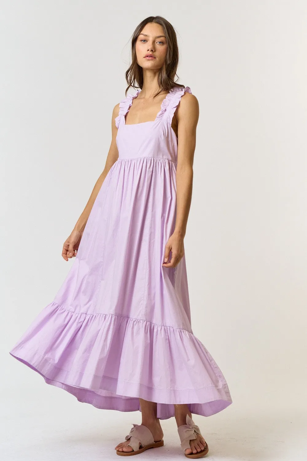 Lavender Pinafore Cutout Tie Back Maternity Maxi Dress sold by Pinkblush product image thumbnail 5