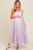 Lavender Pinafore Cutout Tie Back Maternity Maxi Dress sold by Pinkblush