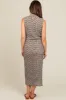 Grey Textured Knit Mock Neck Maternity Midi Dress sold by Pinkblush