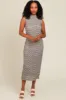 Grey Textured Knit Mock Neck Maternity Midi Dress sold by Pinkblush