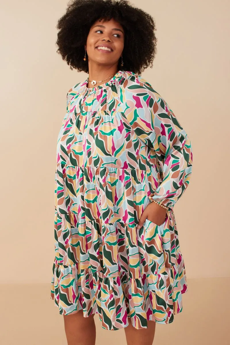 Magenta Print Satin Tiered Plus Dress sold by Pinkblush product image thumbnail 3