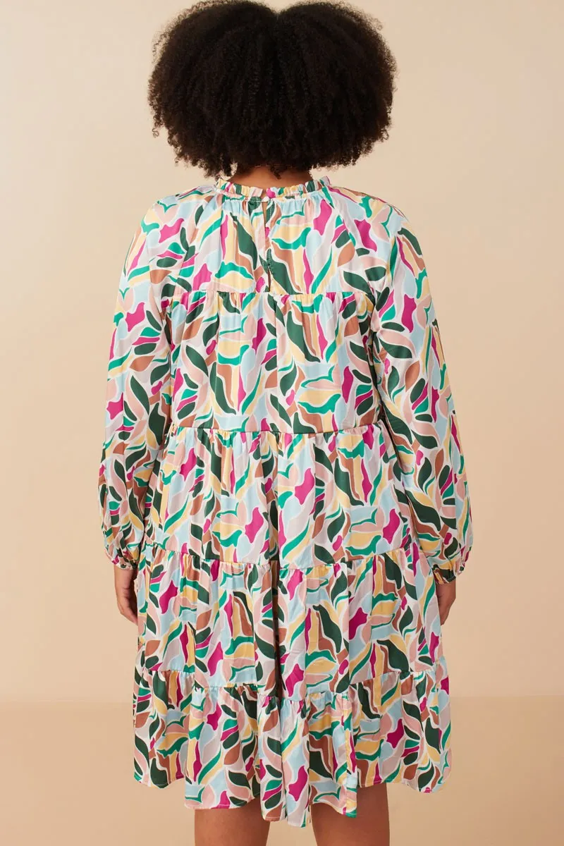 Magenta Print Satin Tiered Plus Dress sold by Pinkblush product image thumbnail 4