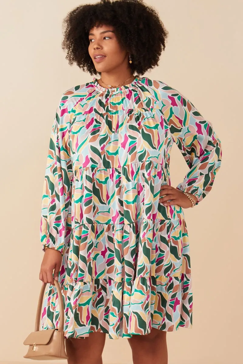 Magenta Print Satin Tiered Plus Dress sold by Pinkblush product image thumbnail 2