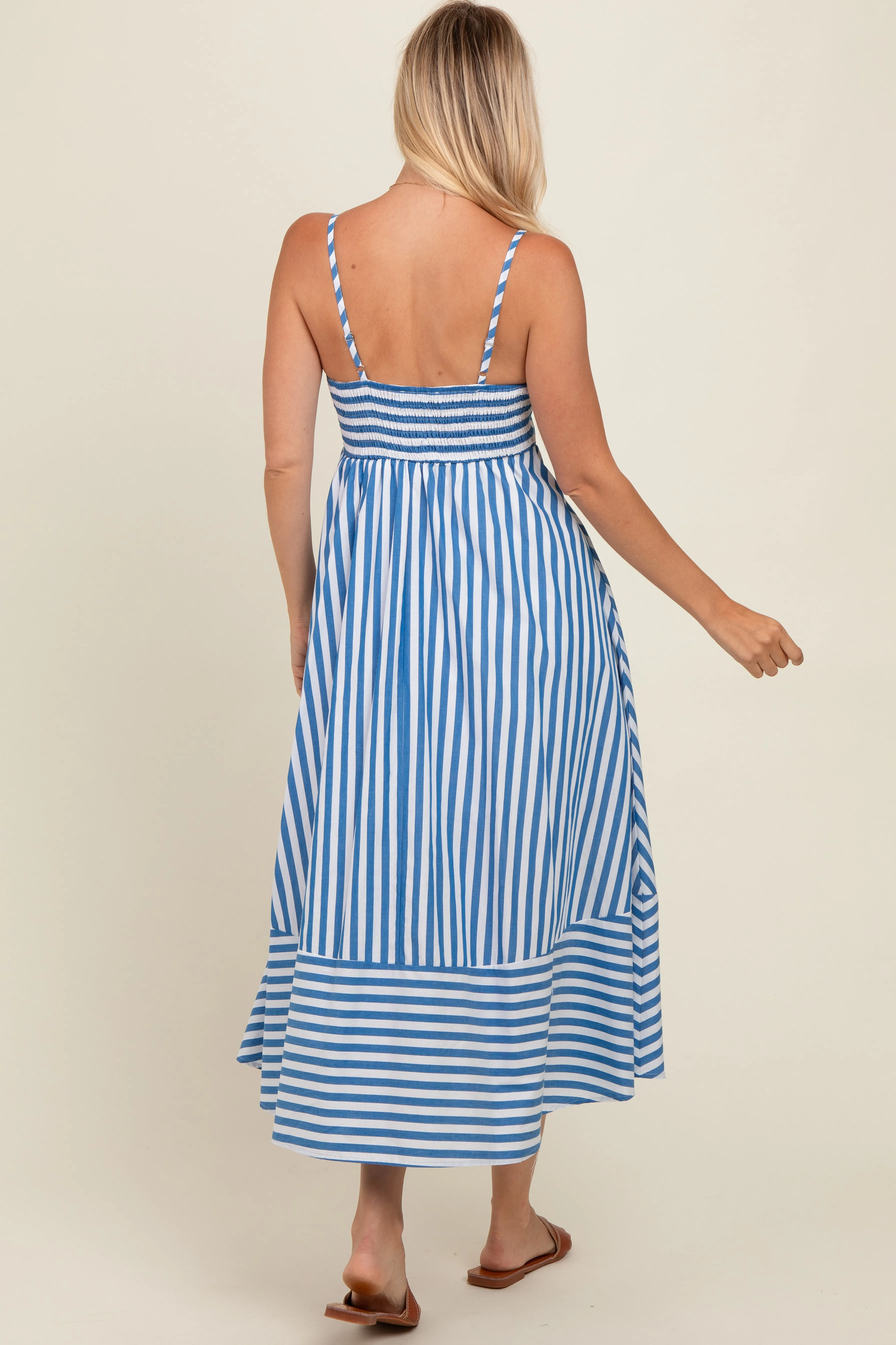 Blue Contrast Stripe Midi Dress sold by Pinkblush product image thumbnail 4