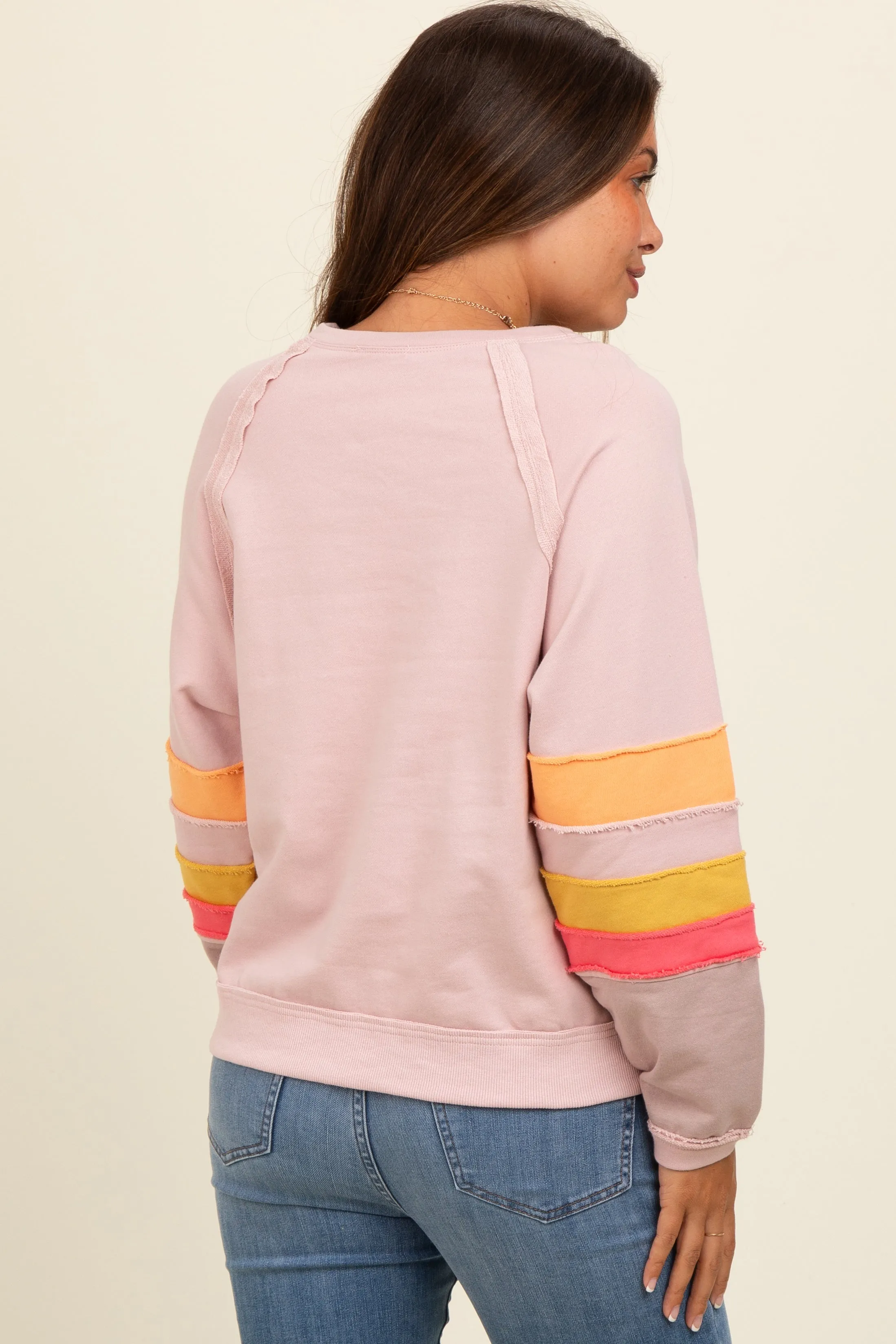 Light Pink Colorblock Sleeve Maternity Pullover sold by Pinkblush product image thumbnail 4