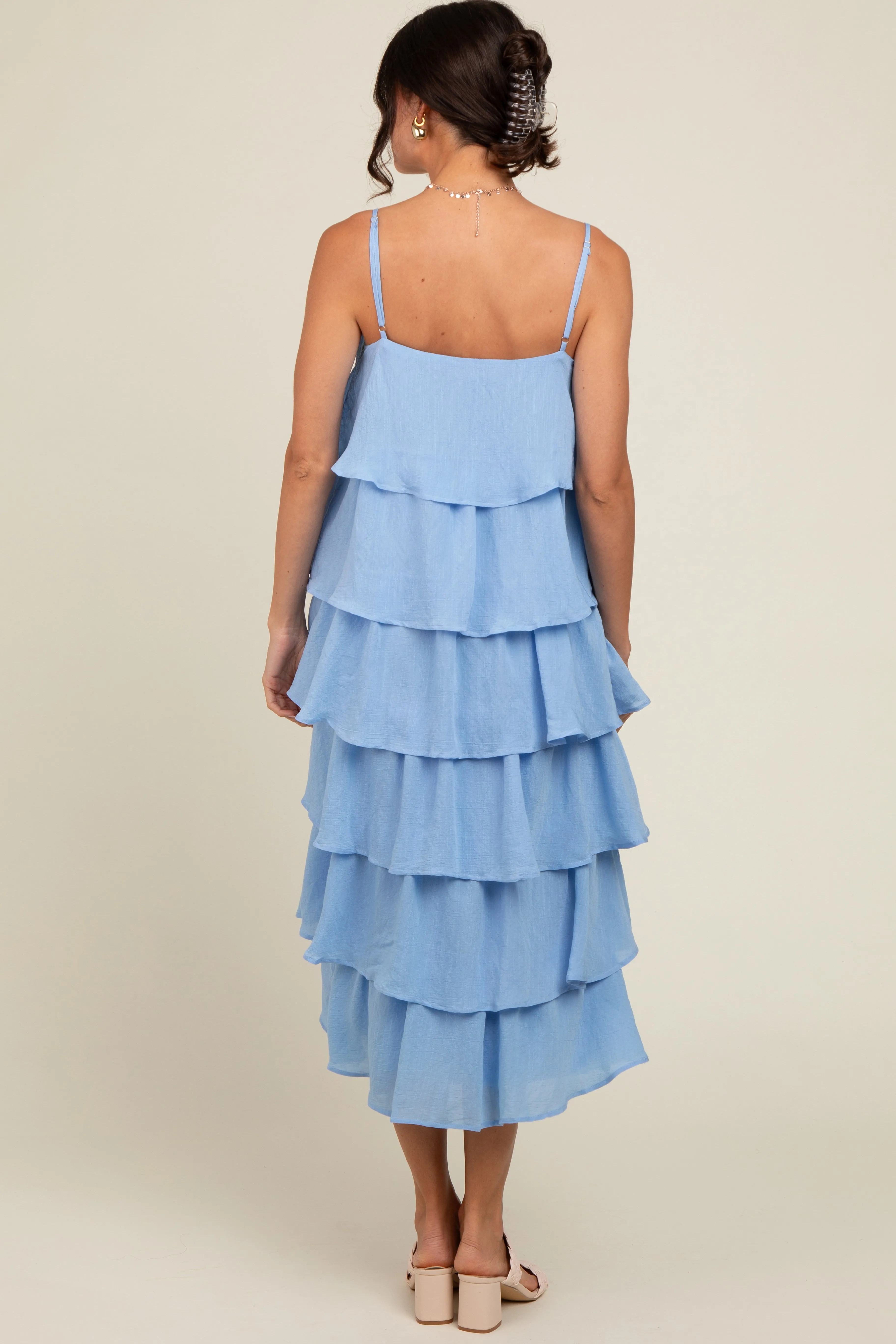 Blue Tiered Midi Dress sold by Pinkblush product image thumbnail 4