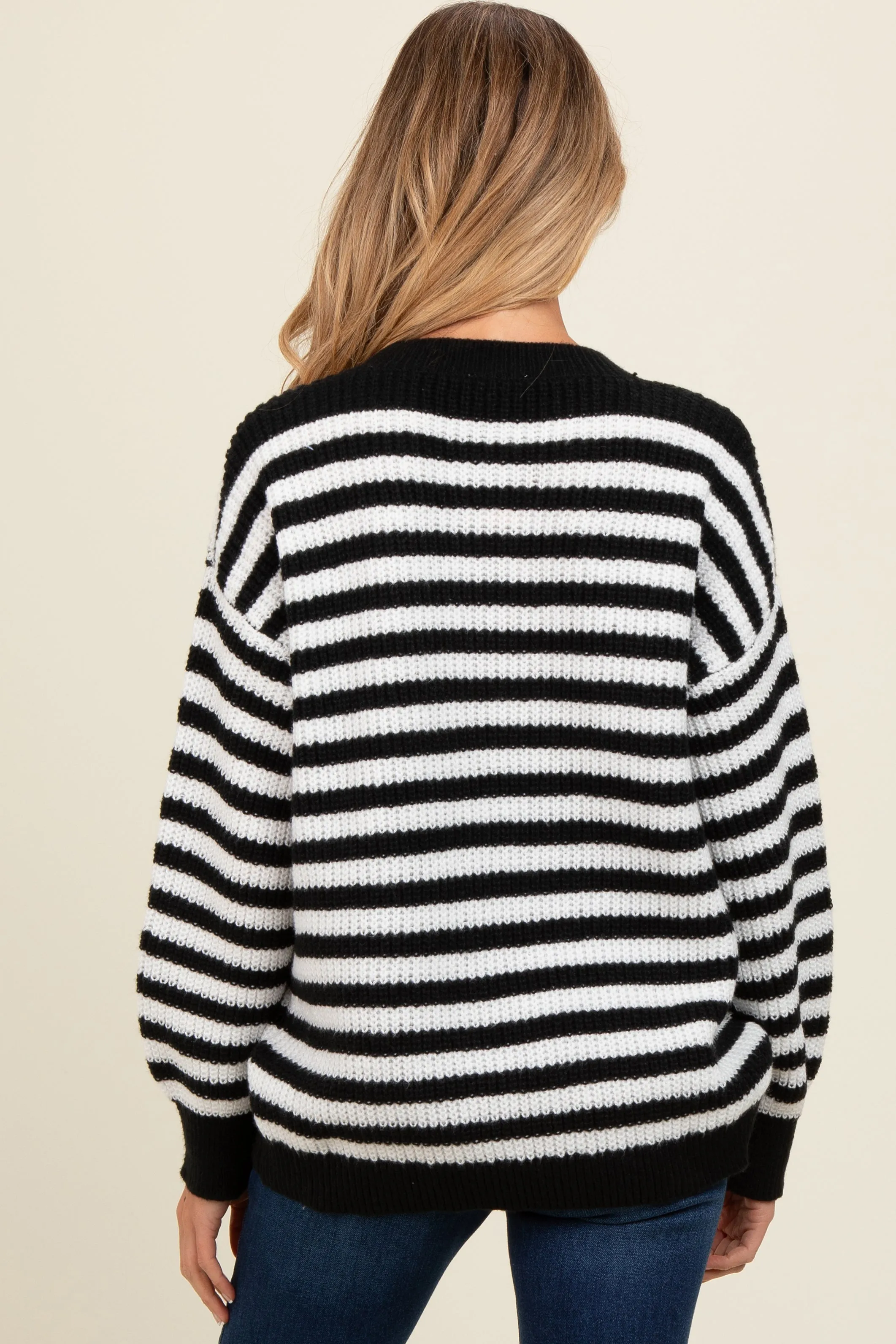 Black Striped Crew Neck Maternity Sweater sold by Pinkblush product image thumbnail 4