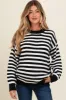 Black Striped Crew Neck Maternity Sweater sold by Pinkblush