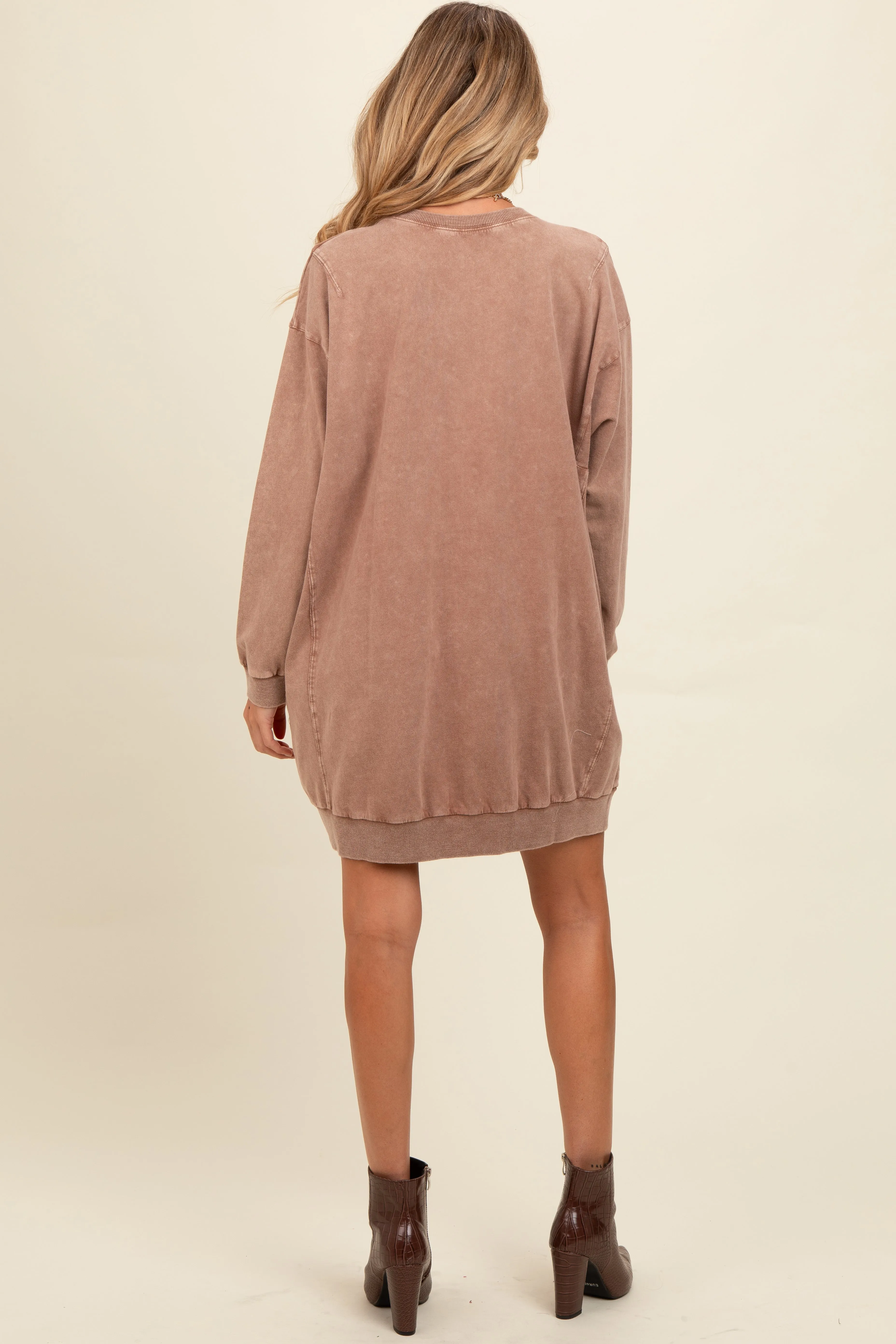 Mocha Mineral Wash Maternity Sweatshirt Dress sold by Pinkblush product image thumbnail 4