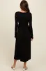 Black Square Neck Long Sleeve Midi Dress sold by Pinkblush