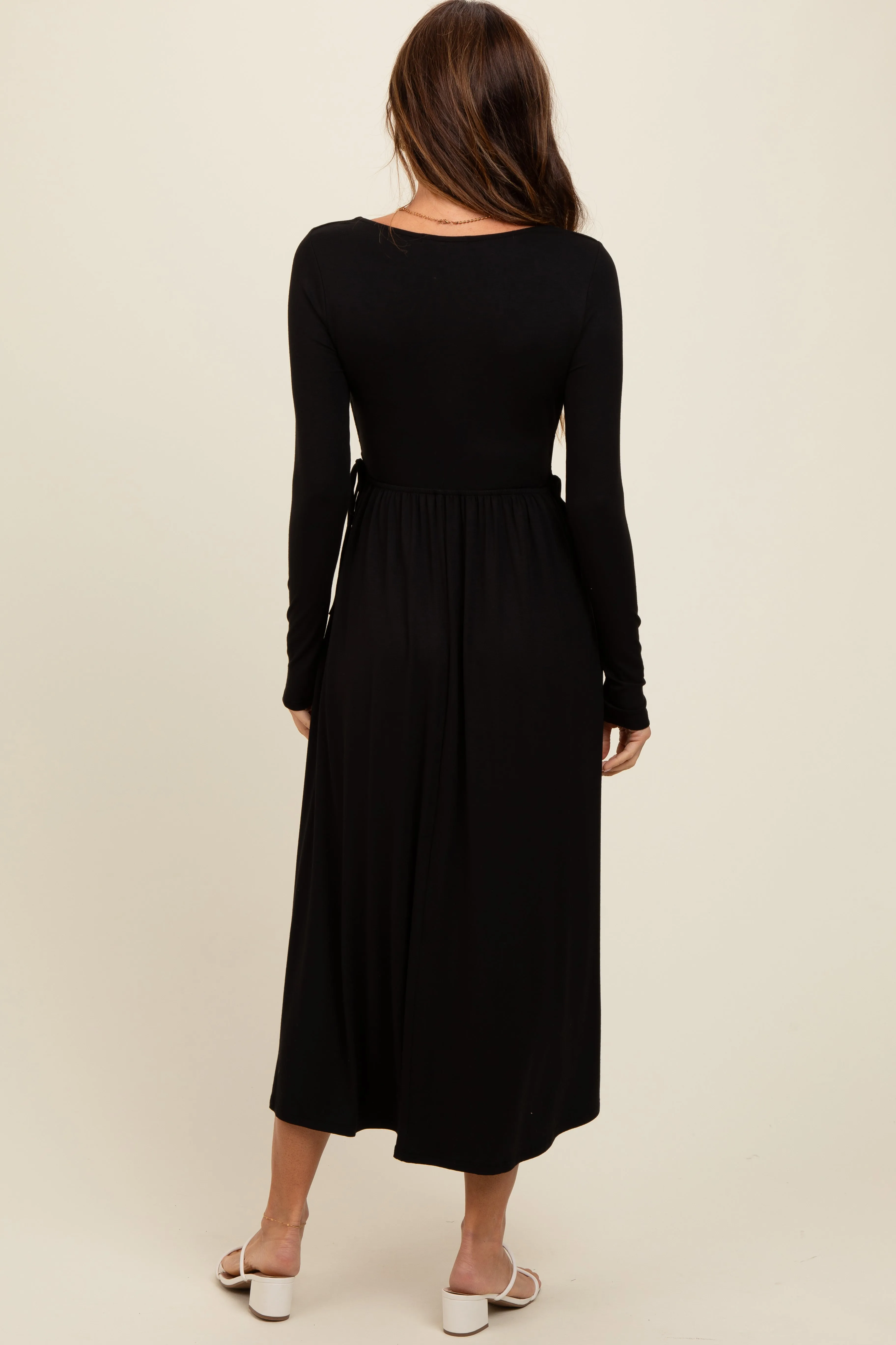 Black Square Neck Long Sleeve Midi Dress sold by Pinkblush product image thumbnail 4