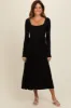 Black Square Neck Long Sleeve Midi Dress sold by Pinkblush