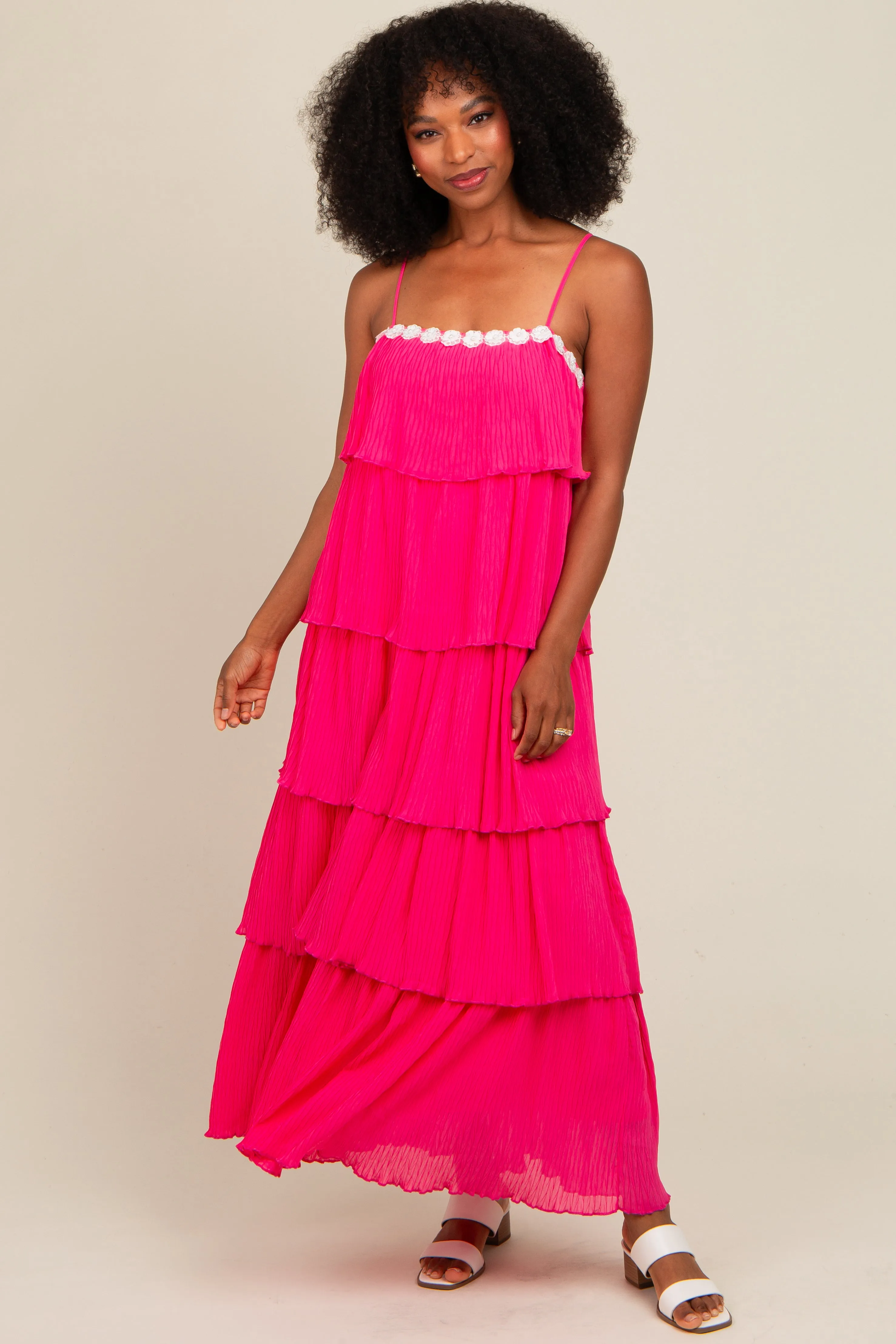 Fuchsia Ruffle Tiered Maxi Dress sold by Pinkblush product image thumbnail 2