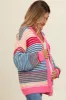 Pink Multi Striped Maternity Sweater Cardigan sold by Pinkblush