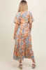Light Blue Floral Print Pocketed Maternity Midi Dress sold by Pinkblush