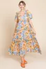 Light Blue Floral Print Pocketed Maternity Midi Dress sold by Pinkblush