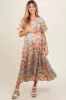 Light Blue Floral Print Pocketed Maternity Midi Dress sold by Pinkblush