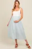 Light Blue Striped Knit Contrast Maternity Midi Dress sold by Pinkblush