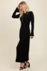Black Ribbed Knit Collared Button Up Maxi Dress sold by Pinkblush