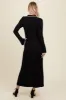Black Ribbed Knit Collared Button Up Maxi Dress sold by Pinkblush