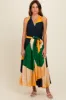 Multicolor V-Neck Satin Pleated Maternity Maxi Dress sold by Pinkblush