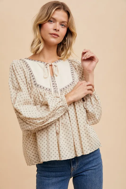 Natural Cotton Floral Peasant Blouse sold by Pinkblush