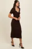 Brown Knit Twisted V-Neck Maxi Dress sold by Pinkblush