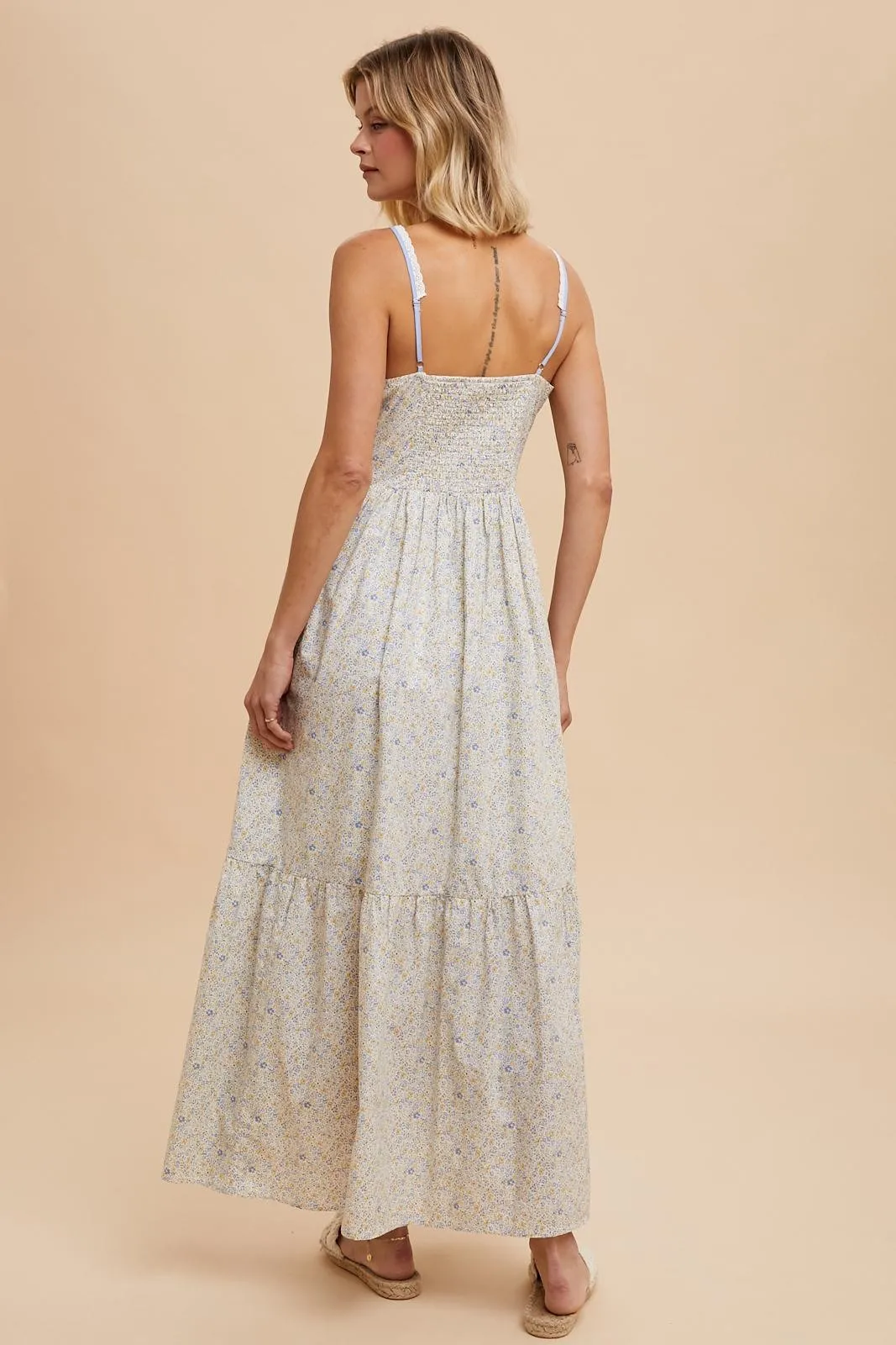 Daffodil Blue Multi Cotton Floral Button Down Maxi sold by Pinkblush product image thumbnail 4