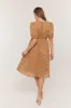 Camel Floral Embroidered Overlay Midi Dress sold by Pinkblush