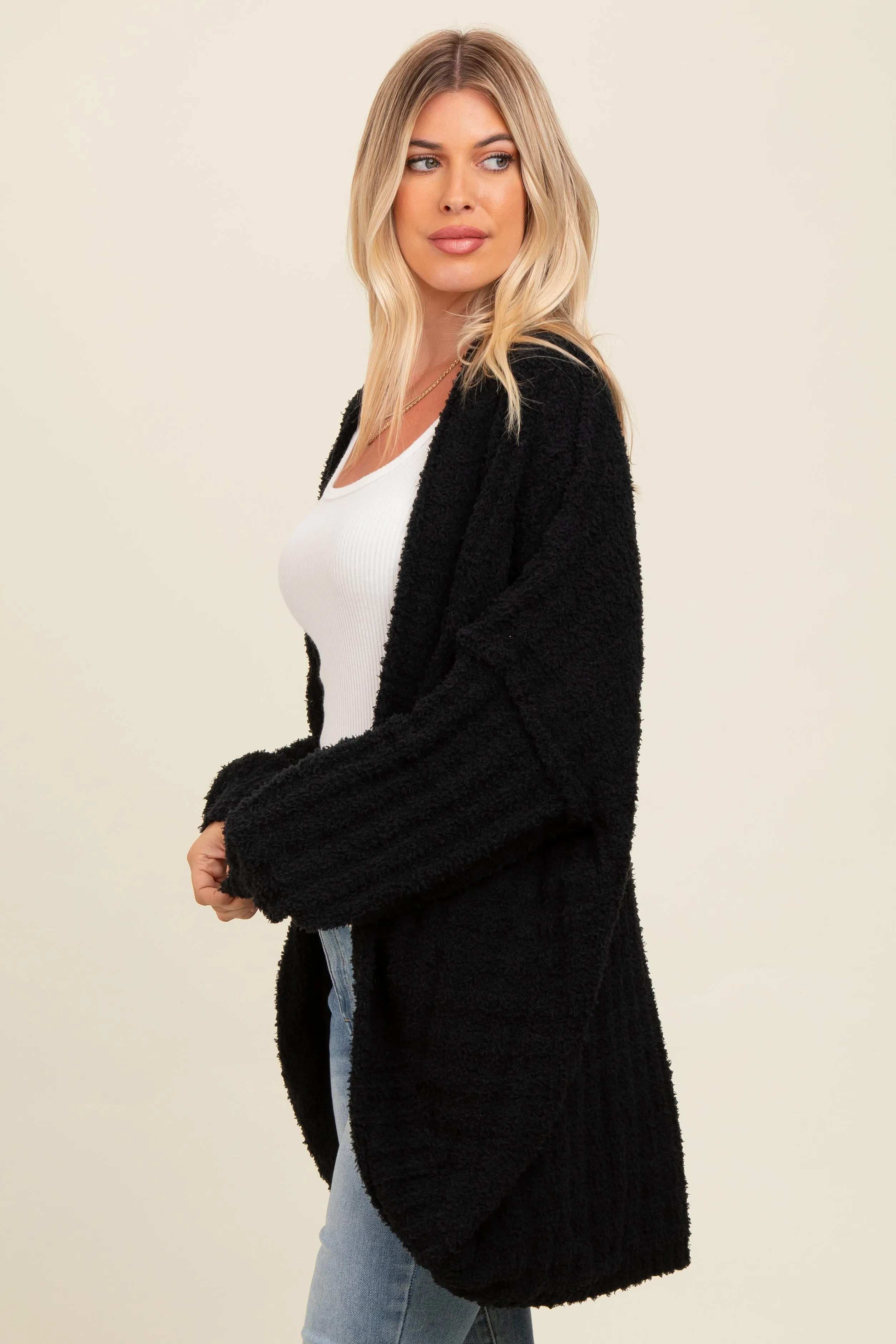 Black Chunky Knit Dolman Cardigan sold by Pinkblush product image thumbnail 3